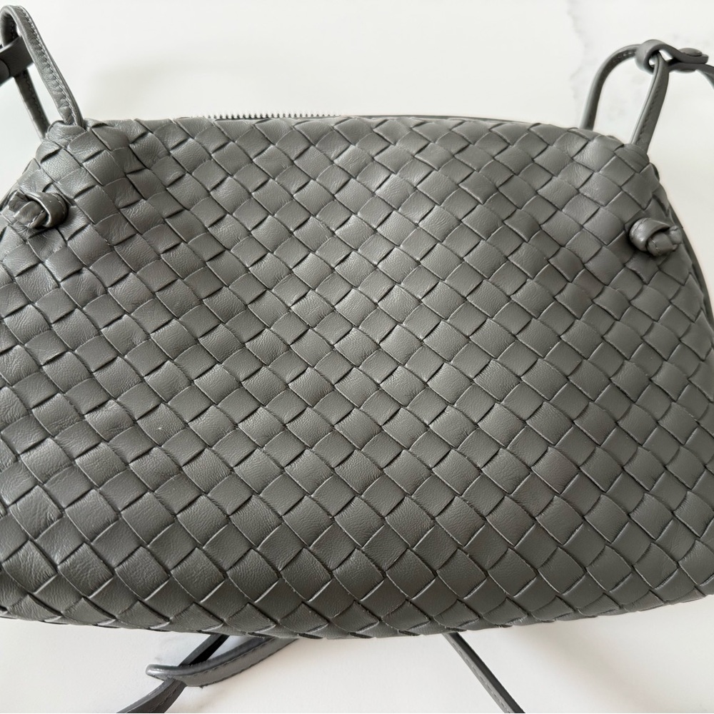 Bottega Veneta small pillow intrecciato Gray Woven Crossbody Bag